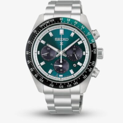 Seiko Mens Prospex Speedtimer 'Racing' Solar Chronograph Green Dial Bracelet Watch HBJ003P1