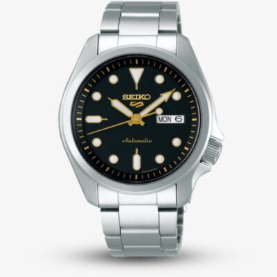 Seiko Mens 5 Sports Black Dial Stainless Steel Bracelet Watch SRPE57K1