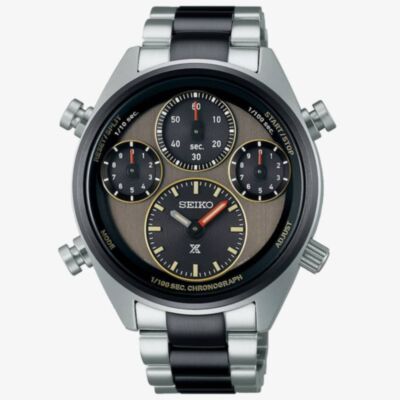 Seiko Mens Limited Edition Khaki Stripe One Hundredth Of A Second Speedtimer Solar Chronograph Watch SFJ005P1