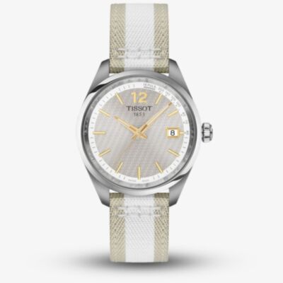 Tissot Ladies PR100 Grey Dial Two Colour Fabric Strap Watch T150.210.17.037.00
