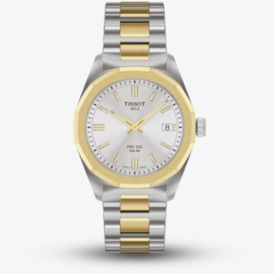 Tissot PRC 100 Solar Silver Dial Two Tone Bracelet Watch T151.822.22.031.00