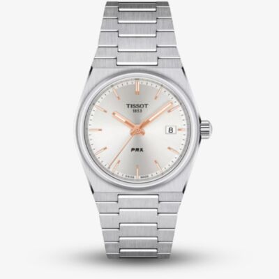Tissot PRX 35mm Silver & Rose Gold Hour Marker Watch T137.210.11.031.00