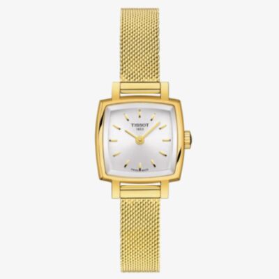 Tissot Ladies T-Lady Lovely Square Gold Tone Mesh Bracelet Watch T058.109.33.031.00