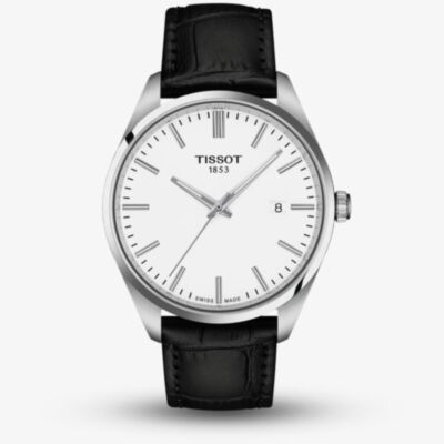 Tissot Mens PR 100 White Dial Black Leather Strap Watch T150.410.16.011.00