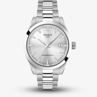 Tissot Mens Gentleman 38mm Powermatic 80 Silver Bracelet Watch T165.807.11.031.00