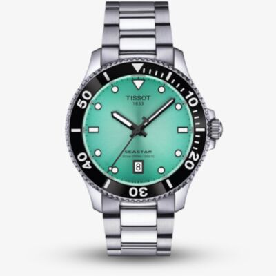 Tissot Mens Seastar 1000 40mm Turquoise Dial Stainless Steel Bracelet Watch T120.410.11.091.00
