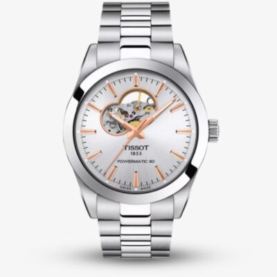 Tissot Gentlemen Silver Open Heart Dial Stainless Steel Bracelet Watch T127.407.11.031.01