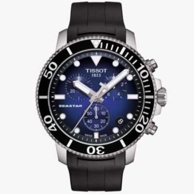 Tissot Mens T-Sport Seastar 1000 Chronograph Blue Dial Black Rubber Strap Watch T120.417.17.041.00