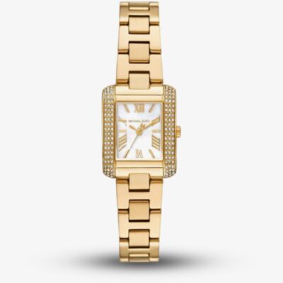 Michael Kors Emery Gold Tone Mother Of Pearl Crystal Pave Watch MK4867