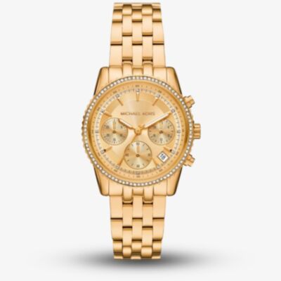 Michael Kors Ladies Mini Bryant Gold Chronograph Watch MK7530