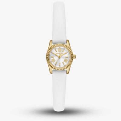 Michael Kors Ladies Micro Lexington White Leather Strap Watch MK4900
