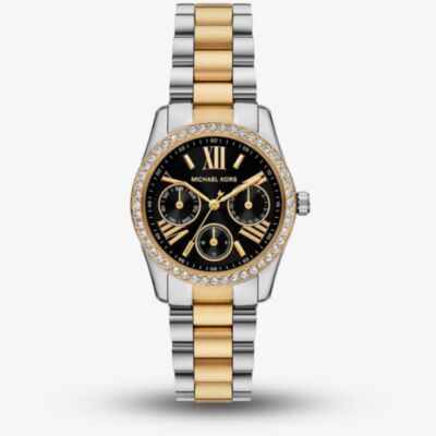 Michael Kors Ladies Mini Lexington Black Dial Two Tone Watch MK4925