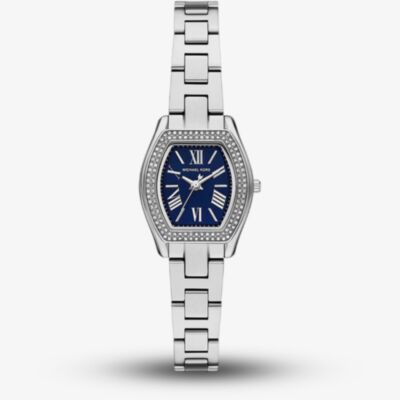 Michael Kors Ladies Petite Chelsea Pavé Blue Dial Silver - Tone Bracelet  Watch MK7621