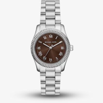 Michael Kors Ladies Mini Lexington Brown Dial Silver - Tone Bracelet Watch MK7624