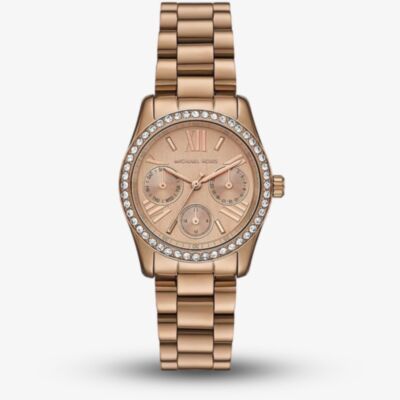 Michael Kors Ladies Mini Lexington Pavé Brushed Beige Gold -Tone Bracelet Watch MK7631