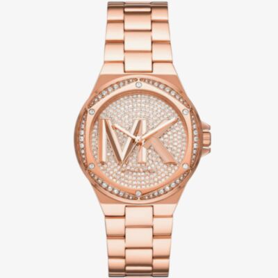 Michael Kors Ladies Lennox Rose Gold Plated Logo Watch MK7230