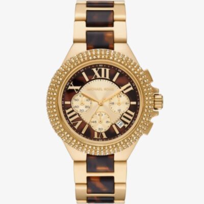 Michael Kors Ladies Camille Gold Plated Two Tone Watch MK7269