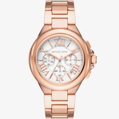 Michael Kors Ladies Cammille Rose Gold Chronograph Watch MK7271