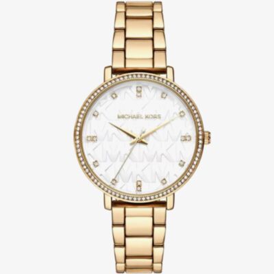 Michael Kors Ladies Pyper White Logo Dial Watch MK4666