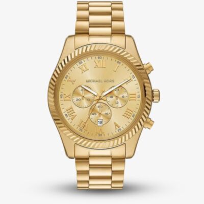 Michael Kors Mens Oversized Lexington Gold -Tone Bracelet Watch MK9276