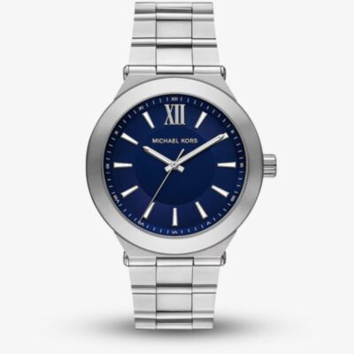 Michael Kors Mens Oversized Billie Blue Dial Silver - Tone  Bracelet Watch MK9284