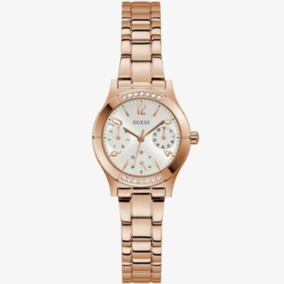 Guess Ladies Piper Rose Gold Plated White Dial Watch GW0413L3