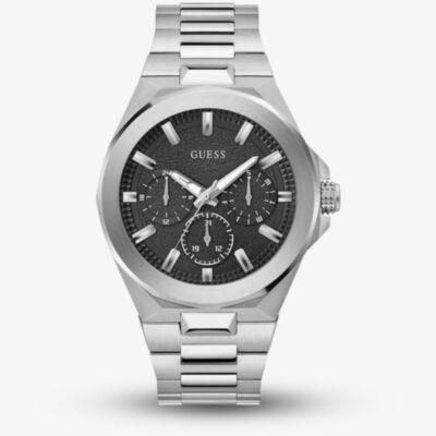 Guess Mens Dashboard Silver Black Dial Watch GW0798G1