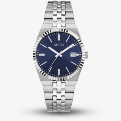 Guess Mens Vincent Silver & Blue Bracelet Watch GW1153G1