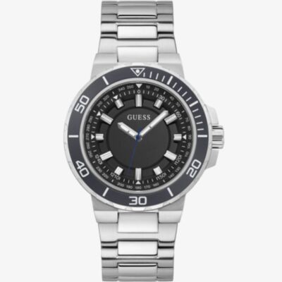 Guess Mens Track Black Dial & Silver Bracelet Watch GW0426G1