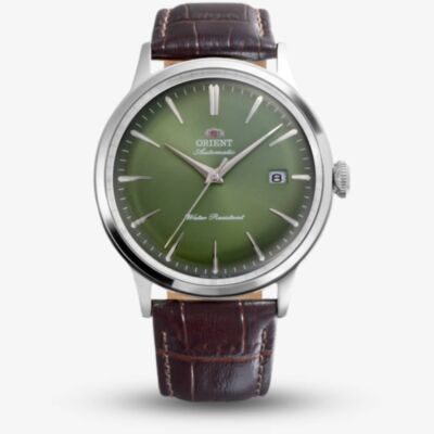 Orient Mens Bambino Green Dial Leather Strap Watch RA-AC0029E