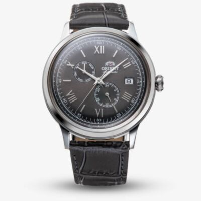 Orient  Mens Classic Bambino Grey Dial Leather Strap Watch RA-AK0704N