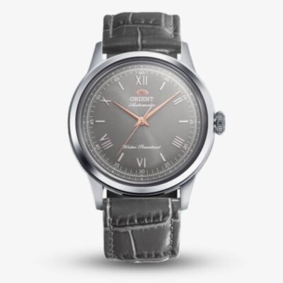 Orient Mens Limited Edition Classic Bambino Grey Dial Leather Strap Watch RA-BB0006N