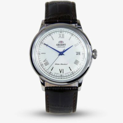 Orient Mens Classic Bambino White Dial Leather Strap Watch TAC00009W0
