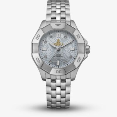 Vivienne Westwood Ladies Brompton Patterned Blue Dial Watch VV341LBLSL