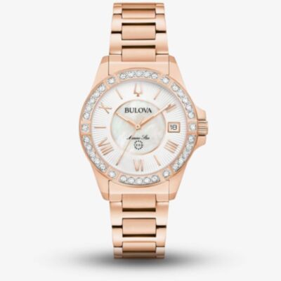 Bulova Ladies Marine Star Rose Gold Plated Watch 98R295