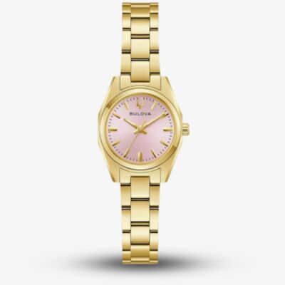 Bulova Ladies Surveyor Gold Tone Pink Dial Watch 97L187