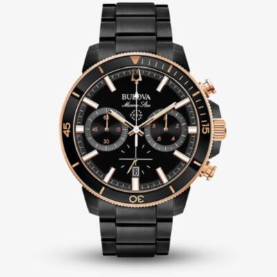 Bulova Mens Marine Star Black Chronograph Watch 98B302