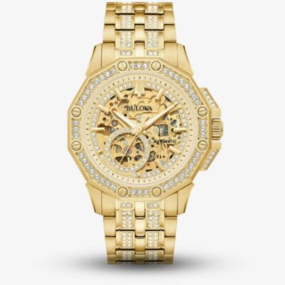 Bulova Mens Octava Crystal Gold Plated Watch 98A292