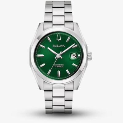 Bulova Mens Surveyor Stainless Steel Green Dial Watch 96B429