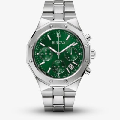 Bulova Mens Classic Green Dial Chronograph Watch 96B409