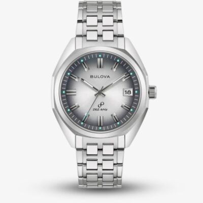 Bulova Mens Jet Star Grey Dial Stainless Steel Bracelet Watch 96B472