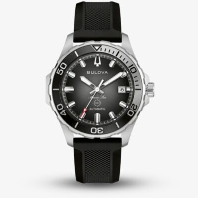 Bulova Mens Marine Star Black Rubber Strap Watch 98B465