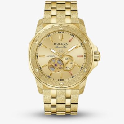 Bulova Mens Marine Star Marc Anthony Gold Tone Bracelet Watch 97A200