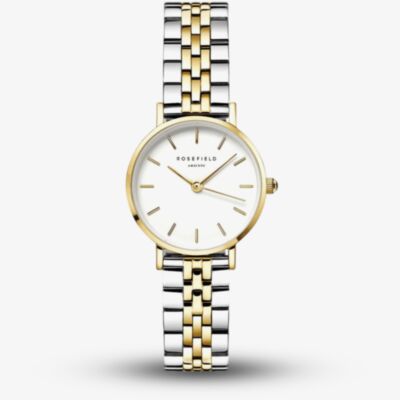 ROSEFIELD Ladies Small Edit Silver Dial Two Tone Bracelet Watch 26SGD-269