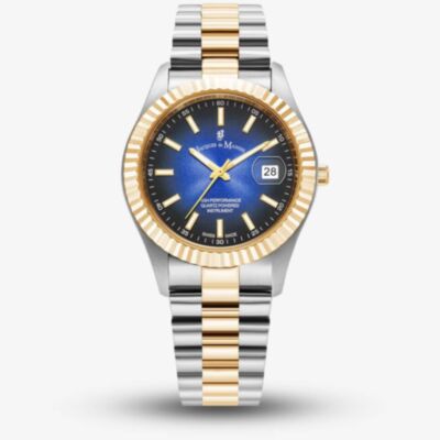 Jacques du Manoir Mens Inspiration Business Blue Dial Two Tone Stainless Steel Bracelet Watch JWG03003