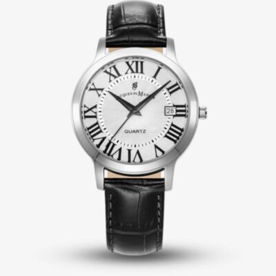 Jacques du Manoir Mens Genesis White Dial Black Leather Strap Watch JWG04801