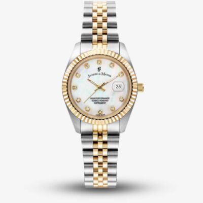 Jacques du Manoir Ladies Inspiration Elegance White Mother Of Pearl Dial Two Tone Stainless Steel Bracelet Watch JWL01204