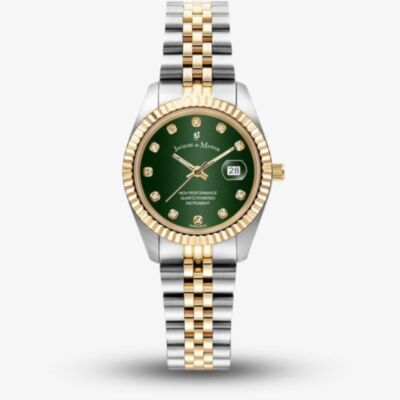 Jacques du Manoir Ladies Inspiration Elegance Green Dial Two Tone Stainless Steel Bracelet Watch JWL01206