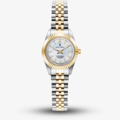 Jacques du Manoir Ladies Mini Inspiration White Mother Of Pearl Dial Two Tone Bracelet Watch JWL05102