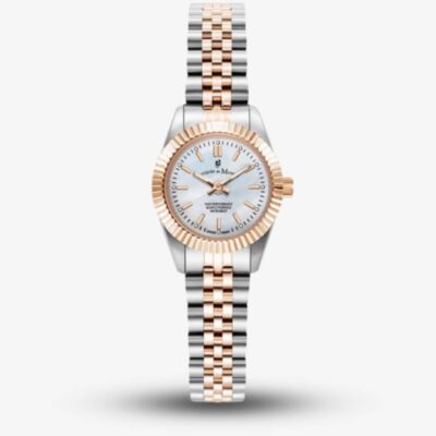Jacques du Manoir Ladies Mini Inspiration White Mother Of Pearl Dial Two Tone Bracelet Watch JWL05103